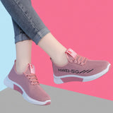Mesh Lace-Up Sneakers for Women Lightweight Breathable Non-Slip Soft And Comfortable Shoes For Walking Running Jogging Exercise Gym and Outdoor Office Casual Shoes - Pink