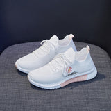 Mesh Lace-Up Sneakers for Women Lightweight Breathable Non-Slip Soft And Comfortable Shoes For Walking Running Jogging Exercise Gym and Outdoor Office Casual Shoes - White