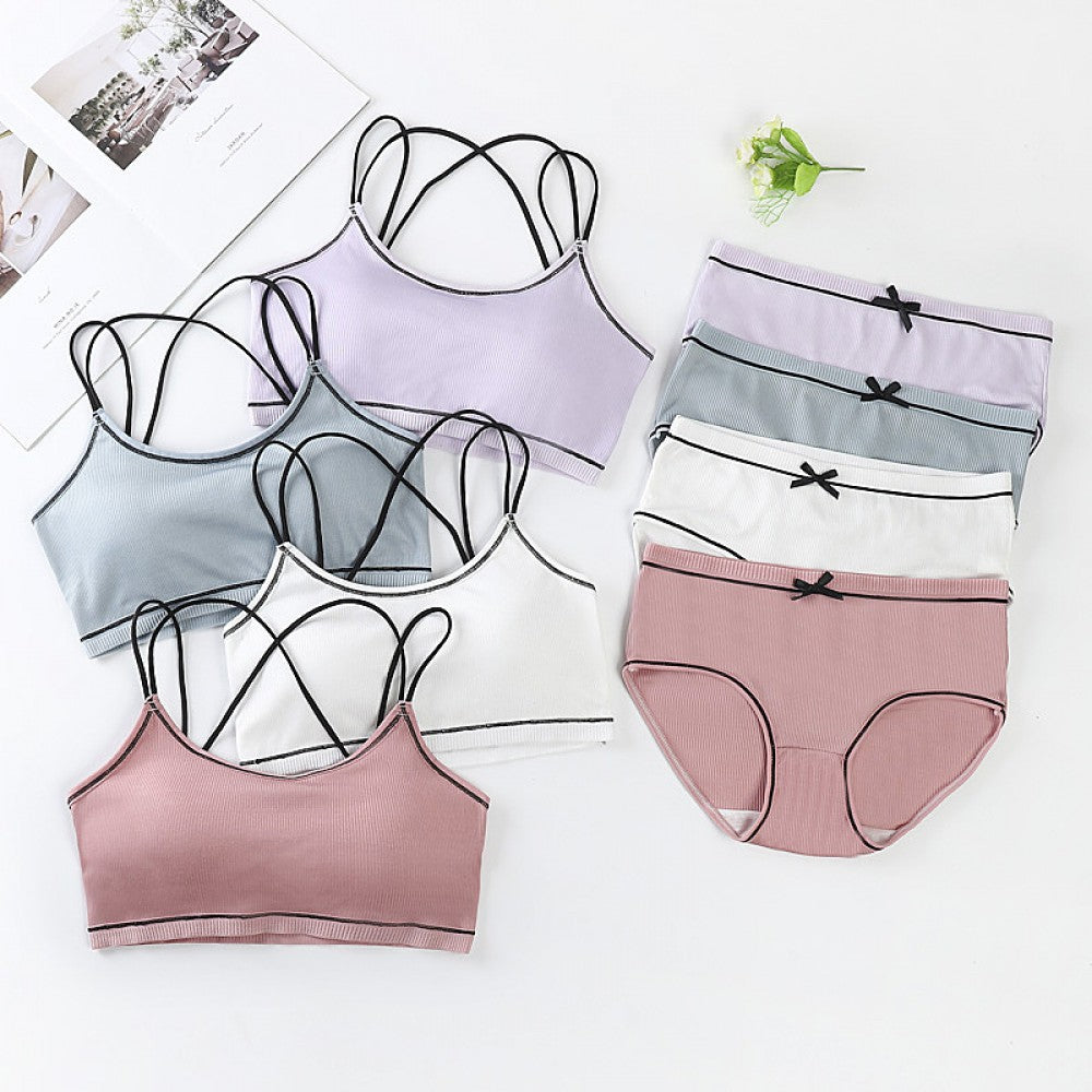 Soft Cotton Seamless Underwear Padded Bra - Black - Shop N Save