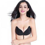 Pair Adhesive Invisible Backless Sticky Seamless Push Up Strapless Bra Black - Shop N Save