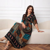 Womens Casual Modest Floral-print Dress