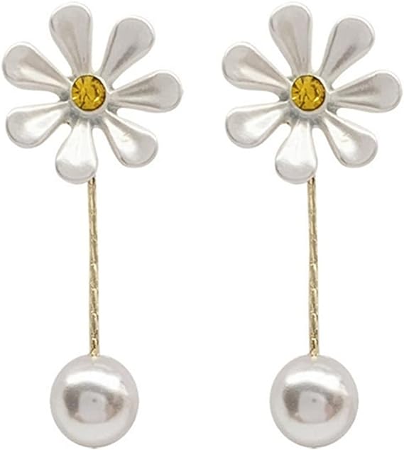 Daisy Flower Pearl Earrings &amp; French Barrette Set - Fashion Accessories - Shop N Save