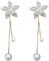 Rhinestone Rose Hoop Earrings: Exaggerated Tassel Fashion Jewelry - Shop N Save