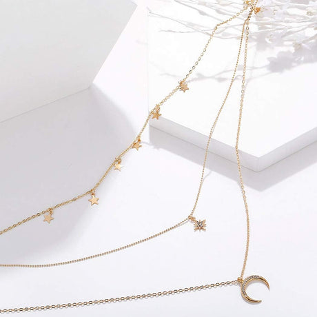Yienate Bohemia Gold Moon Necklace: Multilayer Crescent Jewelry for Women - Shop N Save