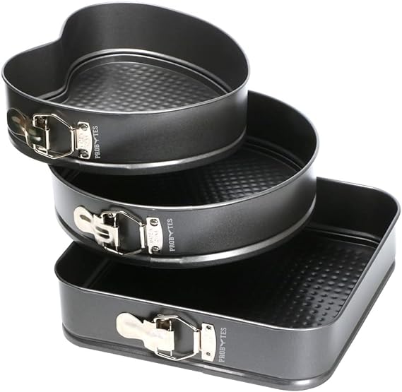 Set of 3 Cake Moulds: Heart, Square, Round, Non-Stick - Shop N Save