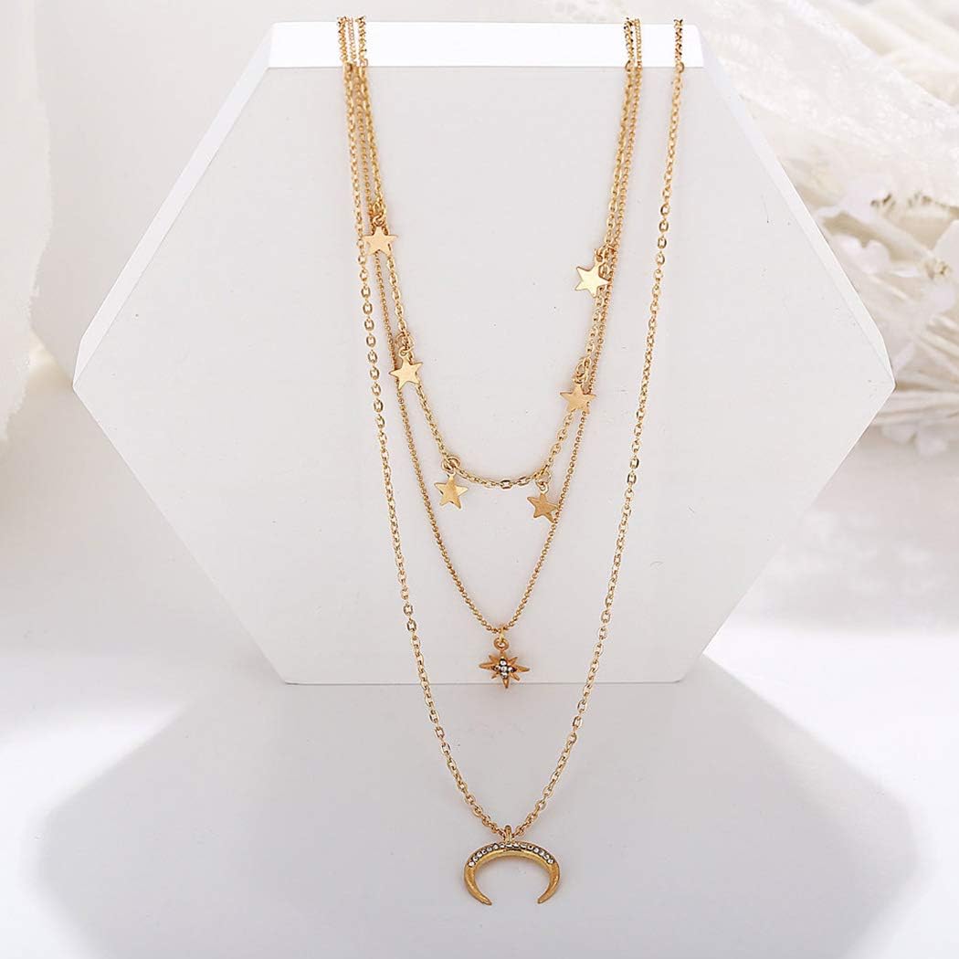 Yienate Bohemia Gold Moon Necklace: Multilayer Crescent Jewelry for Women - Shop N Save