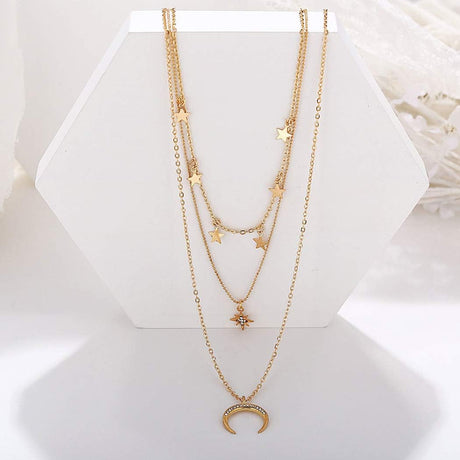 Yienate Bohemia Gold Moon Necklace: Multilayer Crescent Jewelry for Women - Shop N Save