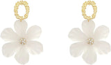 Golden Hands &amp; White Flower Earrings: Exaggerated Port Style - Shop N Save