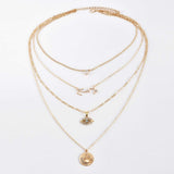 Layered Gold Choker: Crystal &amp; Evil Eye Pendant Jewelry for Women - Shop N Save