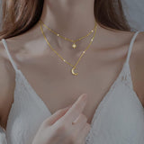 Sterling Golden Star Moon Choker: Layered Necklace for Women &amp; Teens - Shop N Save