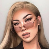 Girls Fashion Frameless Sunglasses - Coffee
