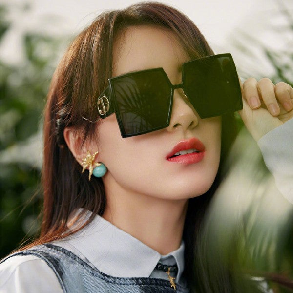 Ladies Retro Big Frame Sunglasses - Black - Shop N Save