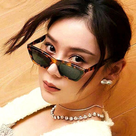 Vintage Cat Eye Metal Hinge Sunglasses - Leopard - Shop N Save