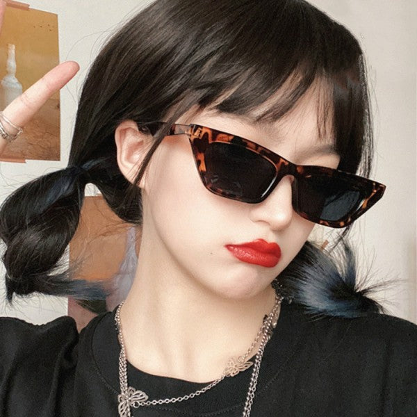 Vintage Cat Eye Metal Hinge Sunglasses - Leopard - Shop N Save