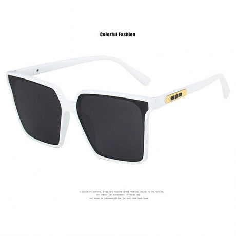 Retro Square Flat Sunshade Sunglasses - Black And White