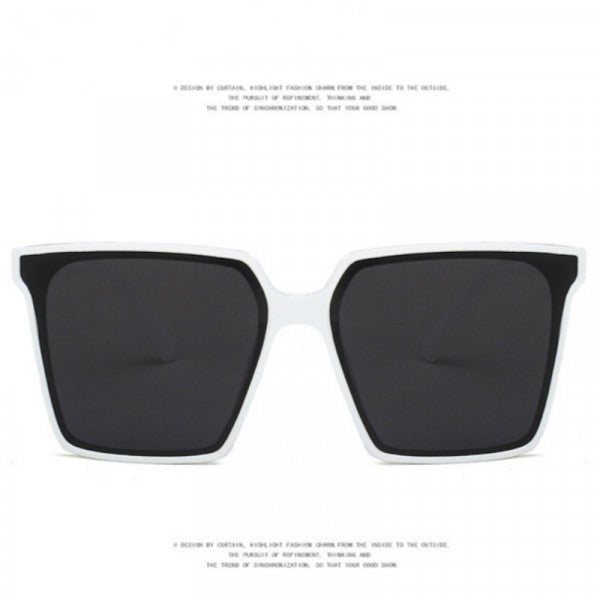 Retro Square Flat Sunshade Sunglasses - Black And White