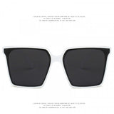 Retro Square Flat Sunshade Sunglasses - Black And White