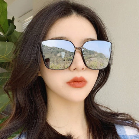 Unisex Oversize Frame Wild Sunglasses - Black Silver - Shop N Save
