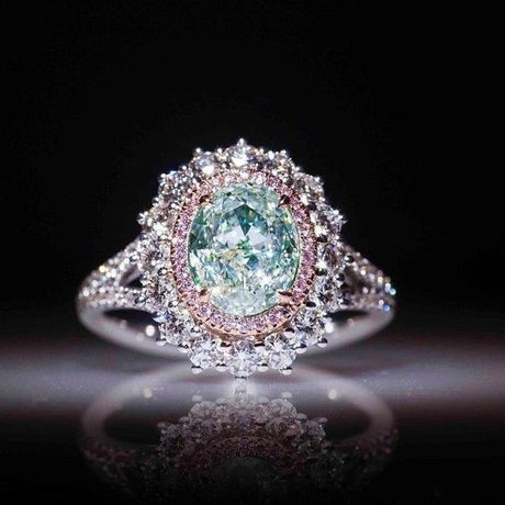 New Arrival Simulated Green Topaz Ring For Women, Diamond Accent Colored Gem Jewelry