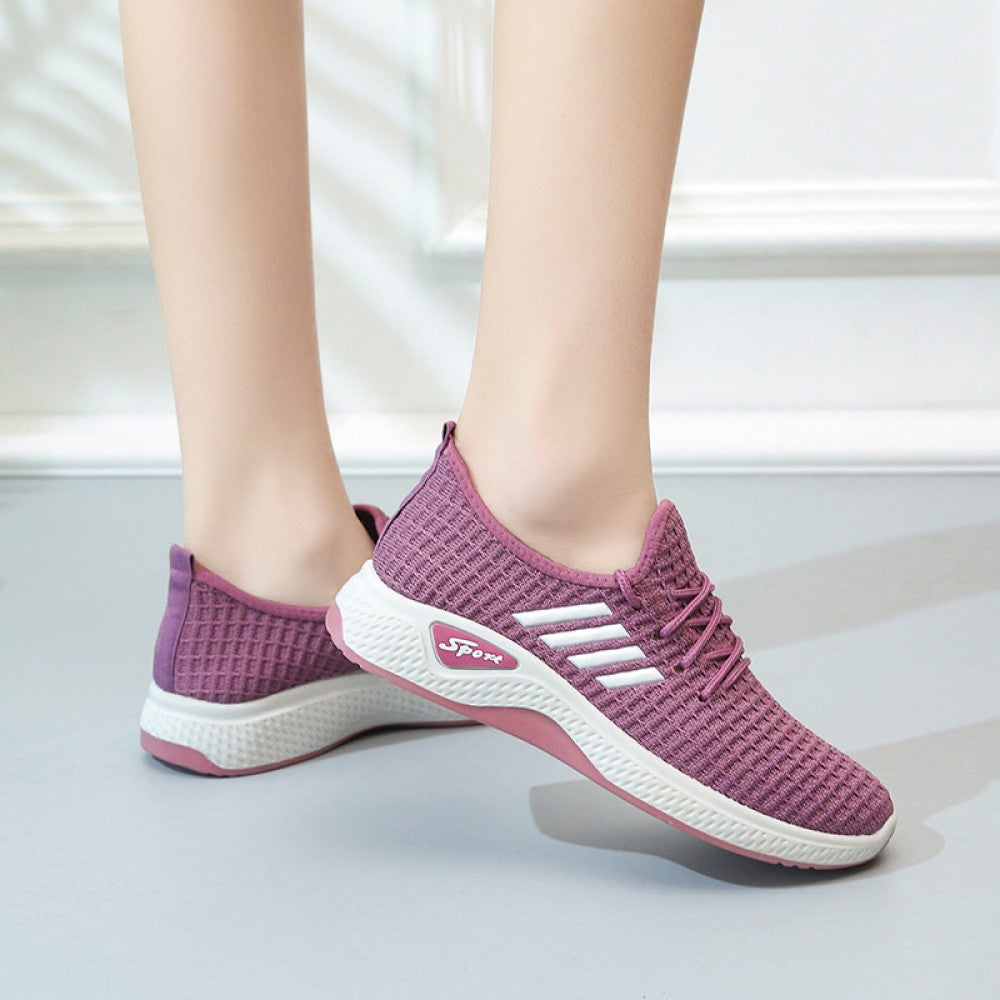 Mesh Lace-Up Sneakers for Women Lightweight Breathable Non-Slip Soft And Comfortable Shoes For Walking Running Jogging Exercise Gym and Outdoor Office Casual Shoes - Purple