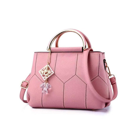 Pink Geometric Handbag: Chic, Tassel Detail, Casual Style for Girls - Shop N Save