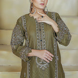 2 Piece Kurti Salwar Embroidery Set - Pure Cotton Collection Stylish Solid Color Light Weight Cotton Fabric Suit Top Bottom Salwar Kameez Indian Pakistani Embroidered Suit For Event Party Outdoor Dress - Dark Green - Shop N Save