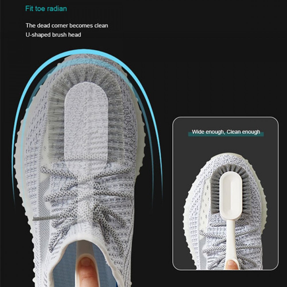 Soft Hair Household Long Handle Three-Sided Shoe Brush - Blue