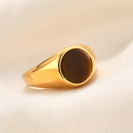 Stainless Steel Ring With Cats-eye Gemstone