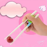 A Pair Of Kids Auxiliary Chopsticks - White Pink - Shop N Save