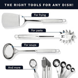 Collins 54 PCs Stainless Steel Kitchen Utensils Set - Nonstick Stainless Steel Cooking Utensils Set - Heat Resistant Kitchen Essentials & Metal Kitchen Gadgets