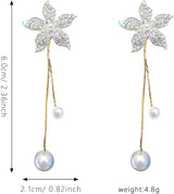 Rhinestone Rose Hoop Earrings: Exaggerated Tassel Fashion Jewelry - Shop N Save
