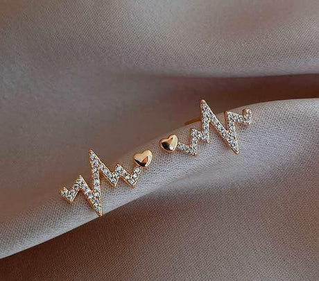 Rustic Rhinestone Heartbeat Earrings: Stylish Studs for Women - Shop N Save