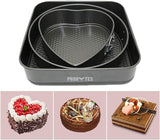 Set of 3 Cake Moulds: Heart, Square, Round, Non-Stick - Shop N Save
