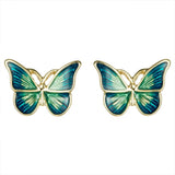 Ms. Swan Vintage Butterfly Studs: Sterling Silver Green Elegance - Shop N Save