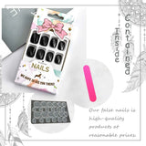 Cat Eye Glossy Black Square False Nails - 24pcs, Reusable, Daily Wear - Shop N Save
