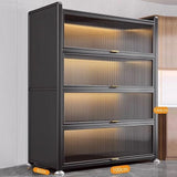 Metal Acrylic Showcase Cabinet – 4-Tier Display Storage Organizer with Sliding Doors, Sturdy Metal Frame, and Transparent Acrylic Panels, 144cm Height, Ideal for Home or Office
