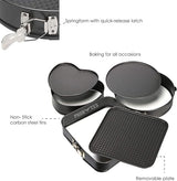 Set of 3 Cake Moulds: Heart, Square, Round, Non-Stick - Shop N Save