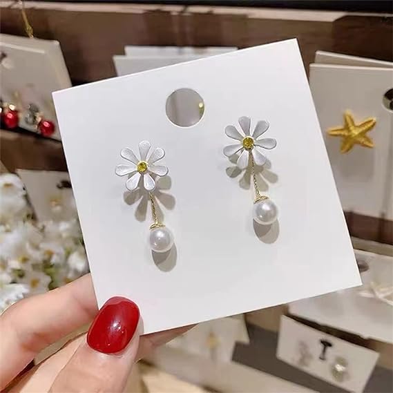 Daisy Flower Pearl Earrings &amp; French Barrette Set - Fashion Accessories - Shop N Save