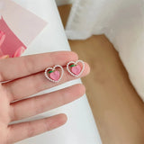 Pink Peach Pearl Studs: Women's Heart Earrings &amp; Sweet Ear Accessories - Shop N Save