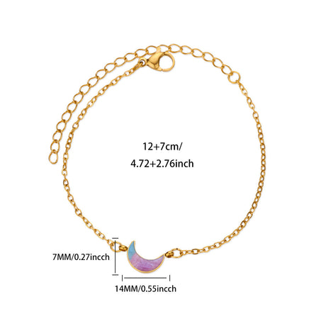 Japan-Korea Style Minimalist Colorful Dripping-Oil Moon Bracelet For Women