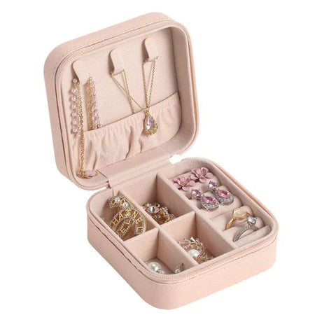 Earrings Necklace Ring Jewellery Storage Box - Light Pink - Shop N Save