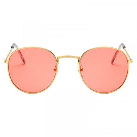 Retro Color Film Round Frame Sunglasses - Yellow