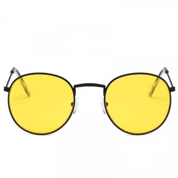 Retro Color Film Round Frame Sunglasses - Yellow