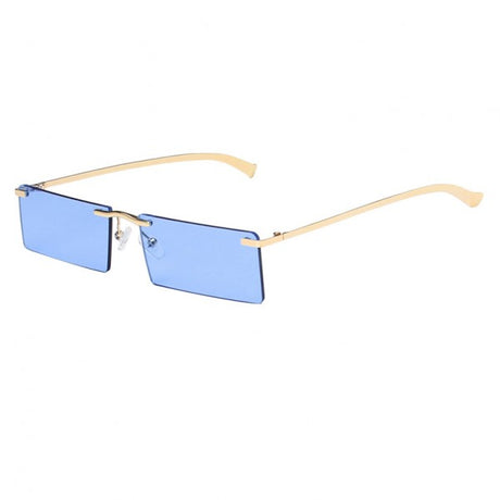 Frameless Slim Lens Personality Square Sunglasses - Dark Brown