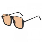 Retro Square Half Frame Sunglasses - Black