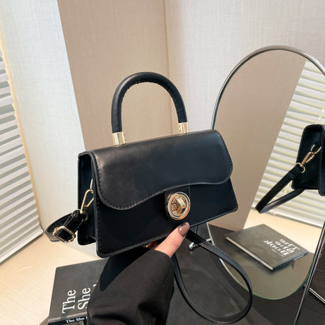 Spring Womens Commuter Light-Luxury Solid-Colored Crossbody Bag With Lock Closure