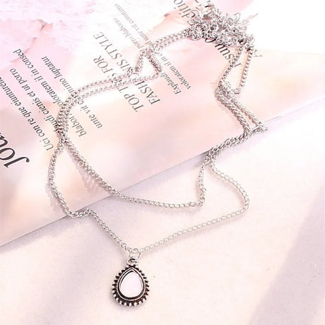Vintage Silver Water Drop Necklace: Multilayer Crystal Jewelry - Shop N Save
