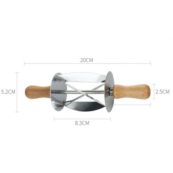 Wooden Handle Roller Slices Cake Bread Cutter - Silver - Shop N Save