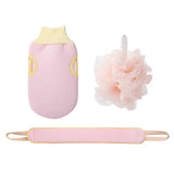 Three Piece Set Thick Rubbing Pull Bath Ball Towel - Pink - Shop N Save