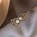 Double Heart Studs: Exquisite Zircon Wedding Earrings for Women - Shop N Save